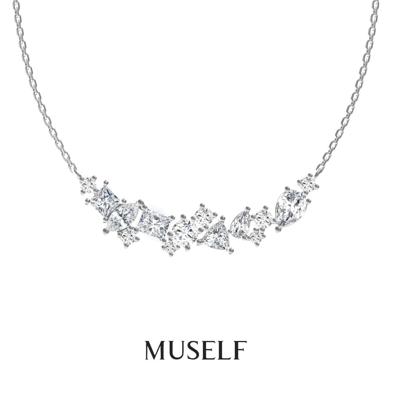 MUSELF Starburst Necklace Luxury-Inspired Brass Necklace with Sparkling Pavé Stones