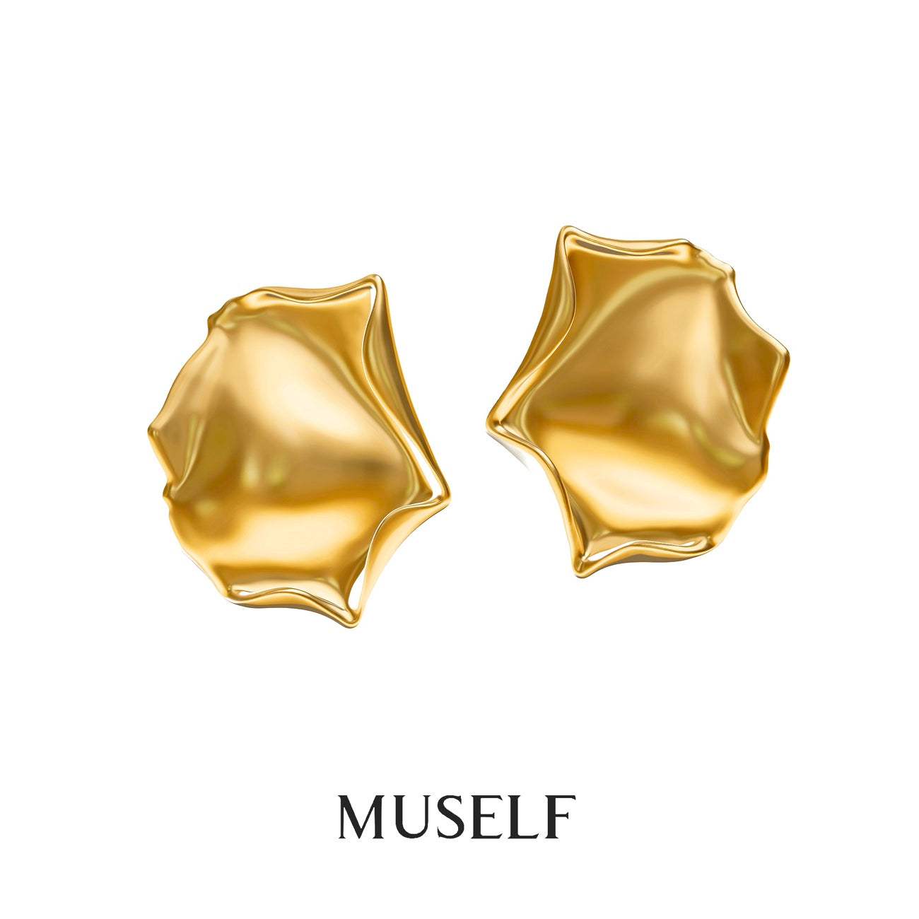 MUSELF Rose Petal Earrings — Copper Alloy, Affordable Luxury