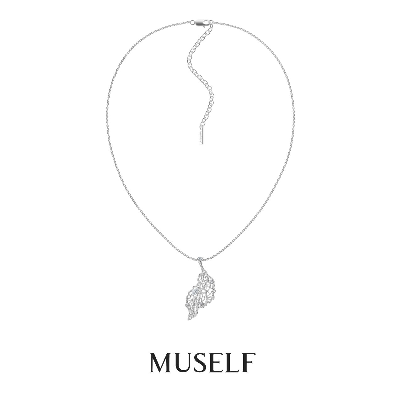 MUSELF Leaf Pendant Necklace Luxury-Inspired Brass Necklace with an Elegant Botanical Design