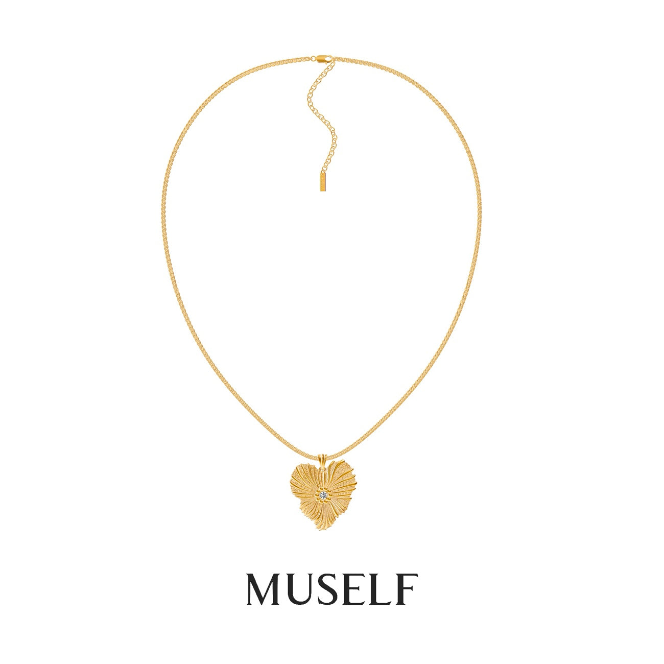MUSELF Blooming Heart Necklace Vintage-Inspired Brass Necklace with an Elegant Floral Design