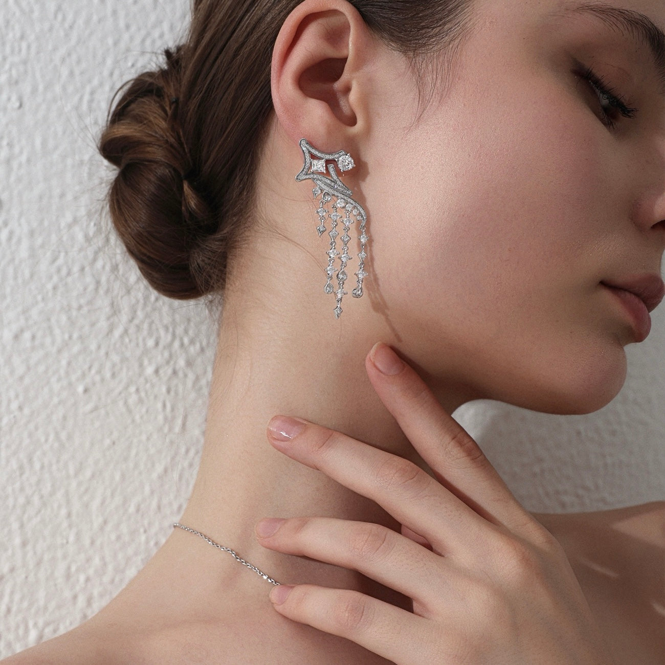 MUSELF Zircon Shooting Star Tassel Earrings Luxury-Inspired Brass Earrings with a Sweet and Fashion-Forward Design